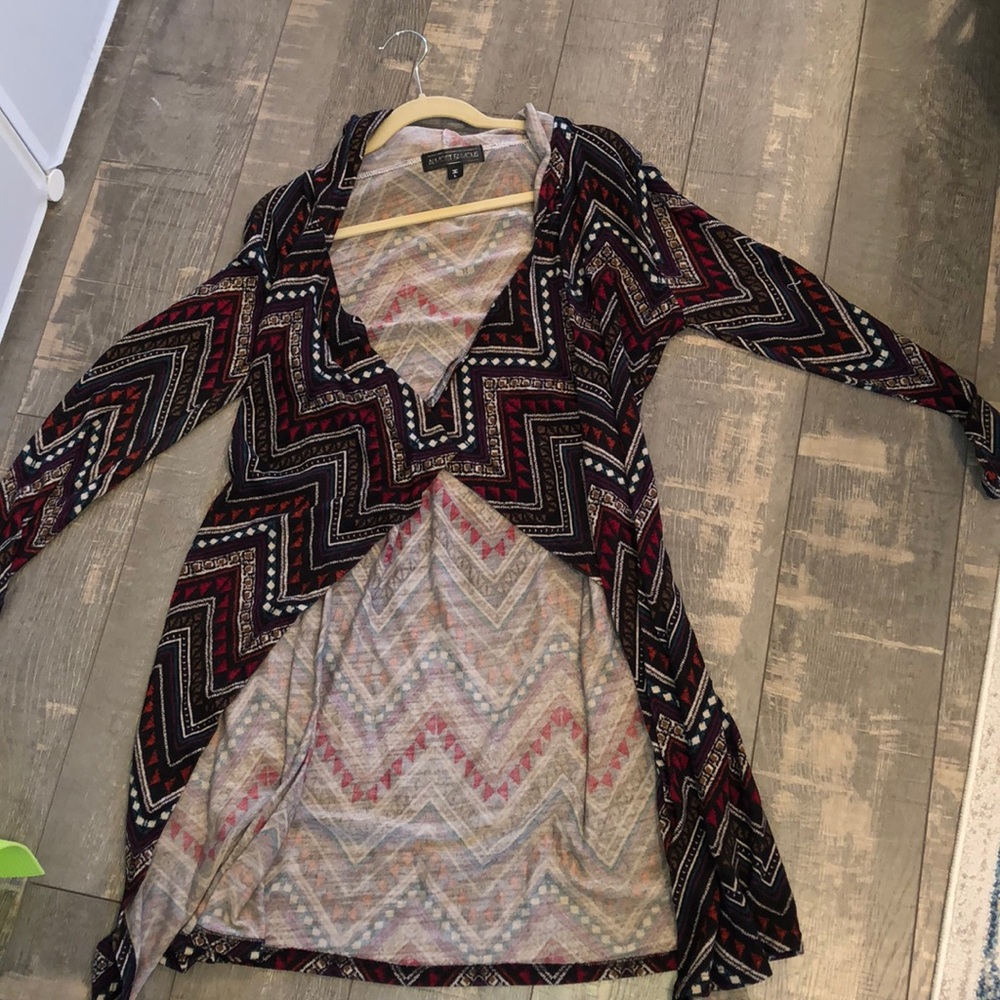 Long dark and colorful cardigan